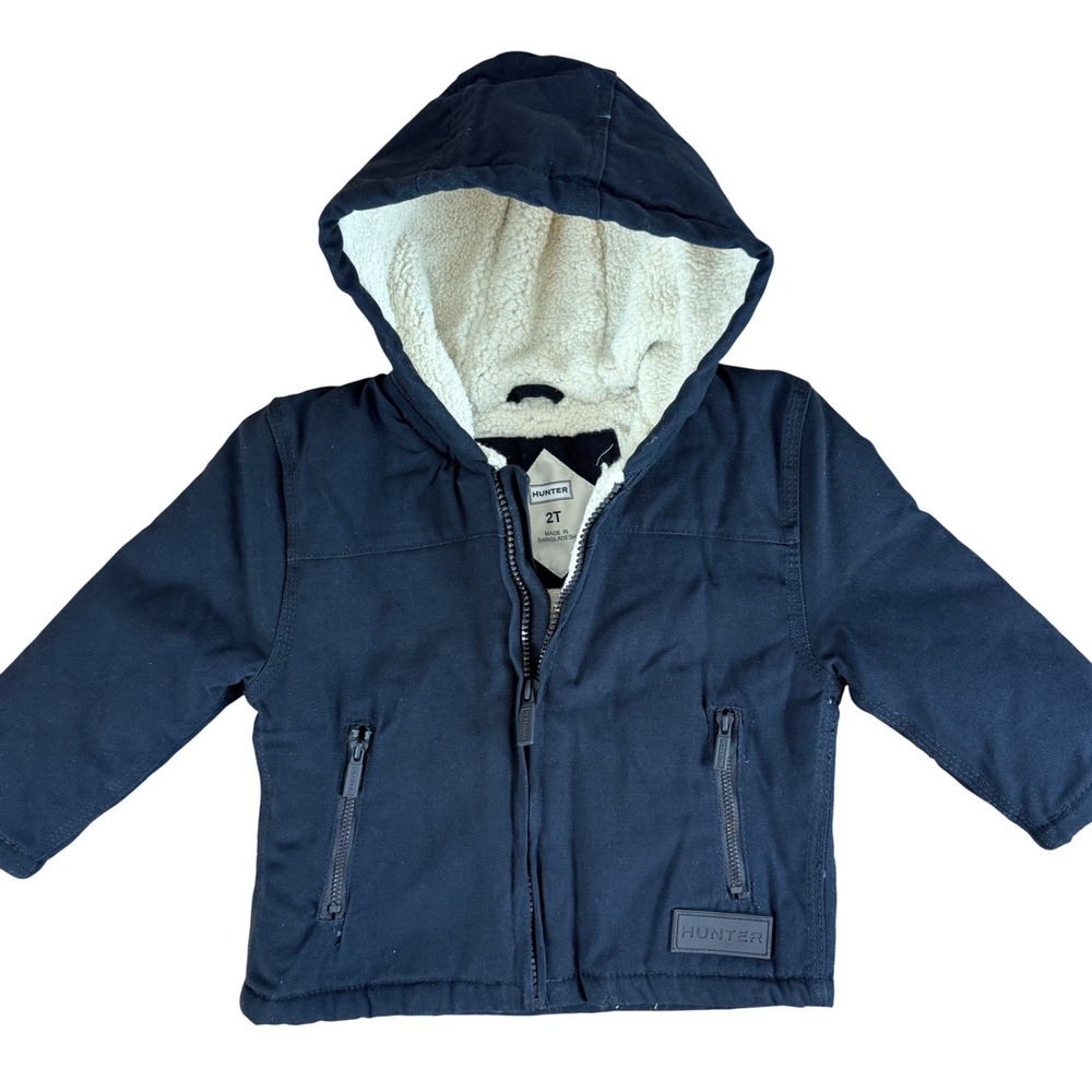 Hunter Boys Black‎ Sherpa Lined Hooded Jacket Size 2T